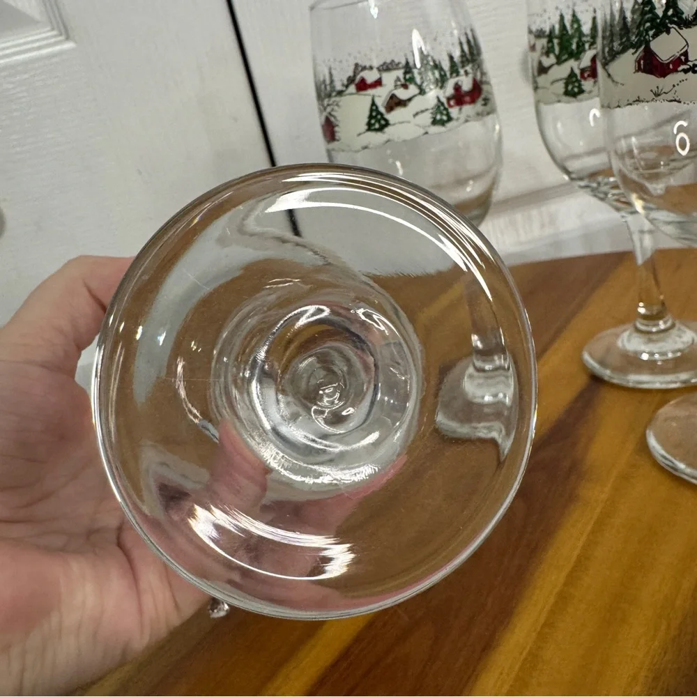 Libbey winter wonderland‎ village wine glasses set of 4